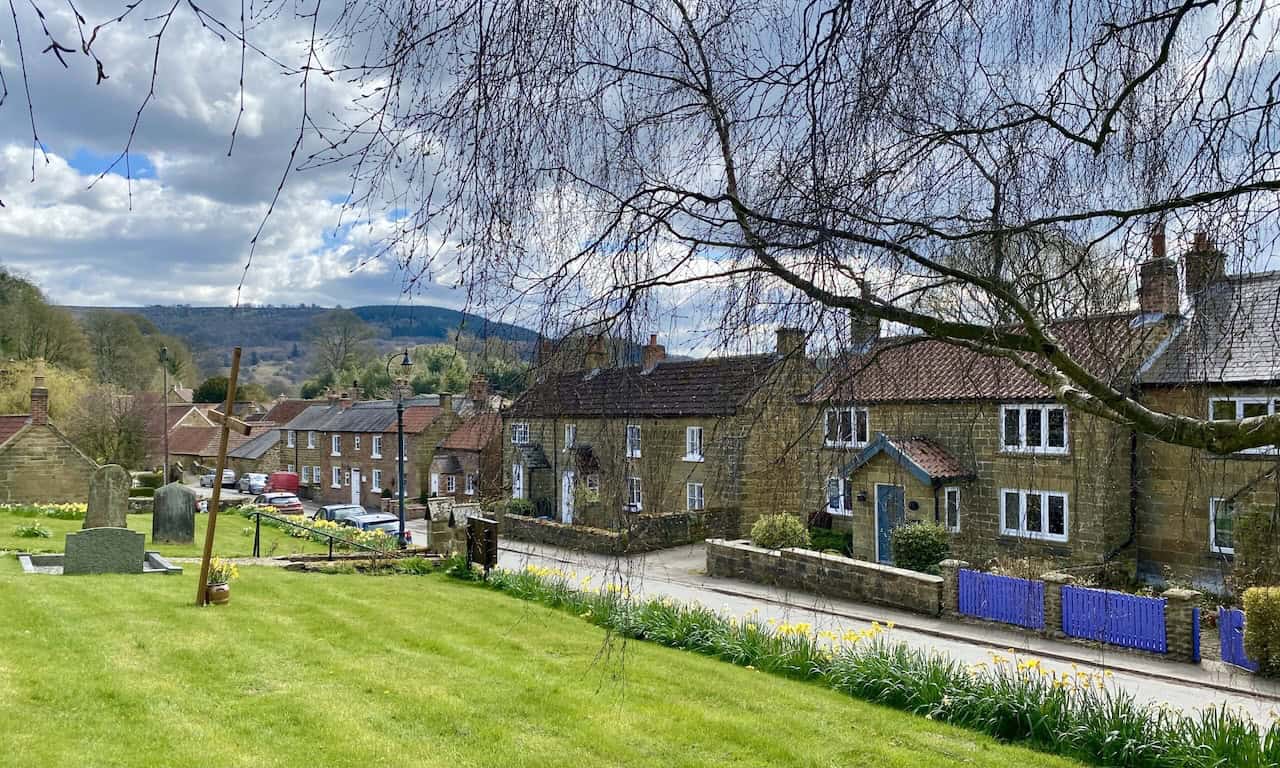 The beautiful and peaceful village of Boltby, nestled beneath the Hambleton Hills about a mile to the east, halfway through the Gormire Lake walk.