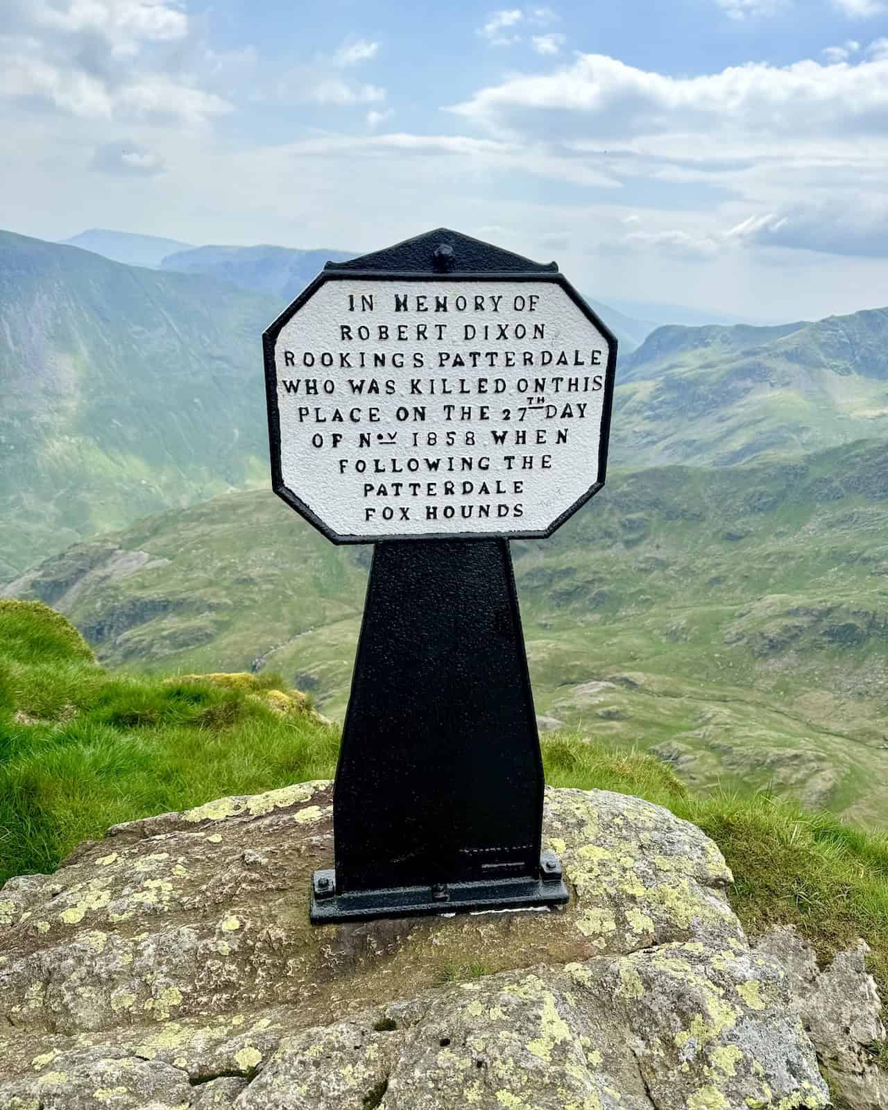 The cross commemorates Robert Dixon of Rookings, Patterdale, adding a poignant touch to our journey.