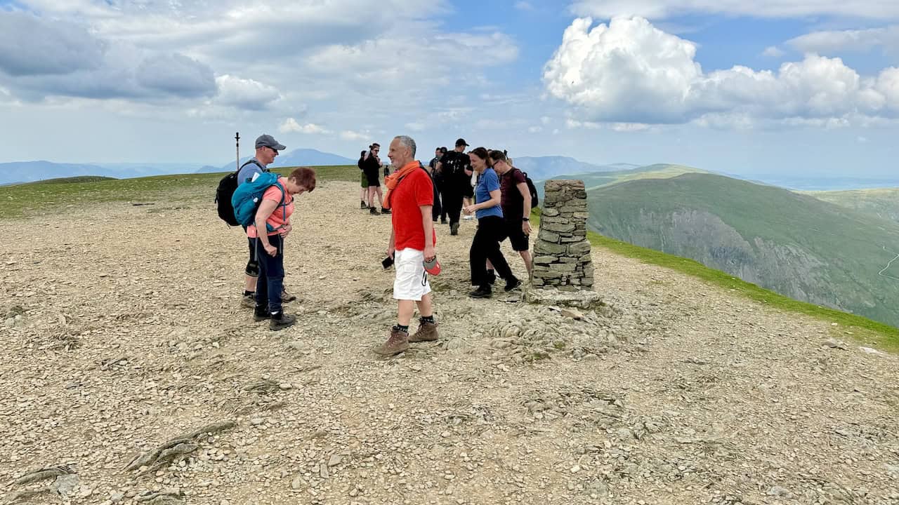 The triangulation pillar on Helvellyn stands at 949 metres (3114 feet), marking the summit and offering a sense of accomplishment.