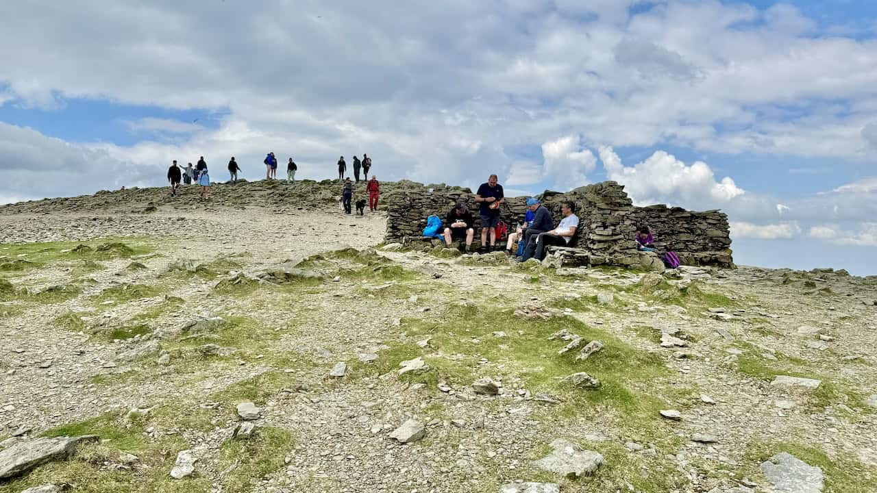 Good weather and the weekend make Helvellyn a bustling destination, filled with enthusiastic hikers.