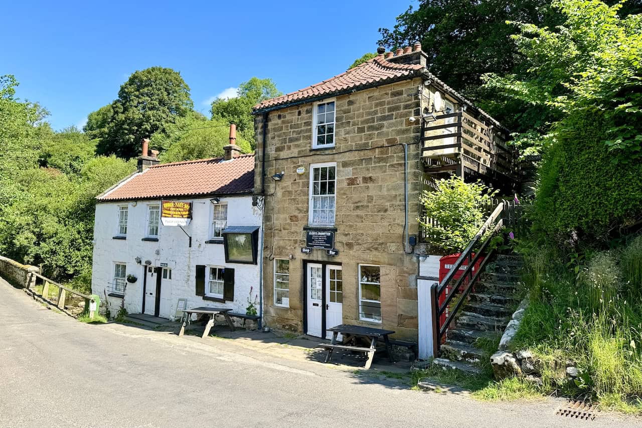 The Birch Hall Inn in Beck Hole, a historic pub known as one of Yorkshire's smallest. It features two small bars and a sweet shop and is housed in a Grade II listed structure.
