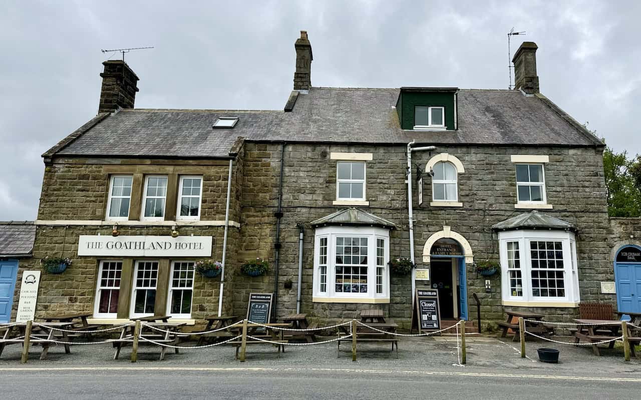 The Goathland Hotel on the road from the car park to Goathland Railway Station. It featured as the Aidensfield Arms in the British TV series Heartbeat, which aired from 1992 to 2010. One of the pub's gable ends still has a sign reading 'Aidensfield Arms'.