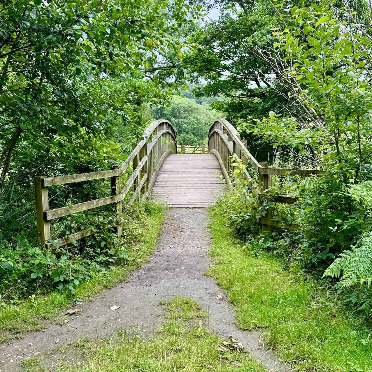 Charming wooden bridge crossing the Murk Esk. The bridge is on the right-hand side and not part of the Goathland to Grosmont walk.