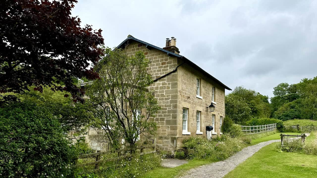  The route passing Intake Cottage, a notable landmark on the Grosmont to Goathland walk.