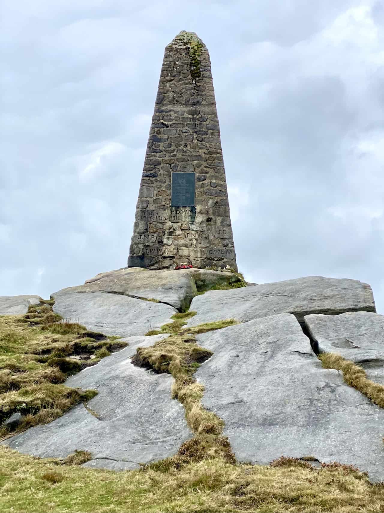 Cracoe War Memorial on the summit of Cracoe Fell, standing 7.2 metres high and overlooking the villages of Cracoe and Rylstone.