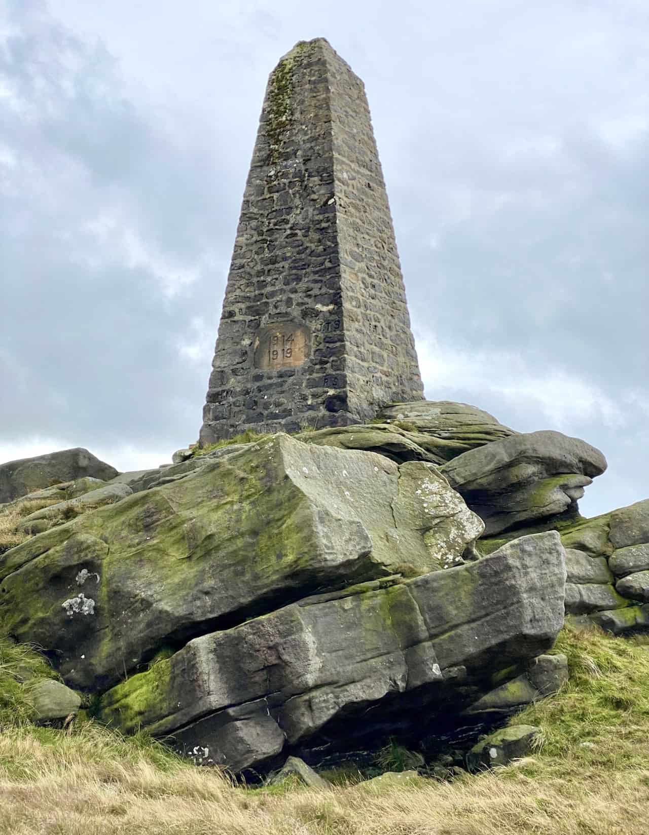 Cracoe War Memorial on the summit of Cracoe Fell, standing 7.2 metres high and overlooking the villages of Cracoe and Rylstone.