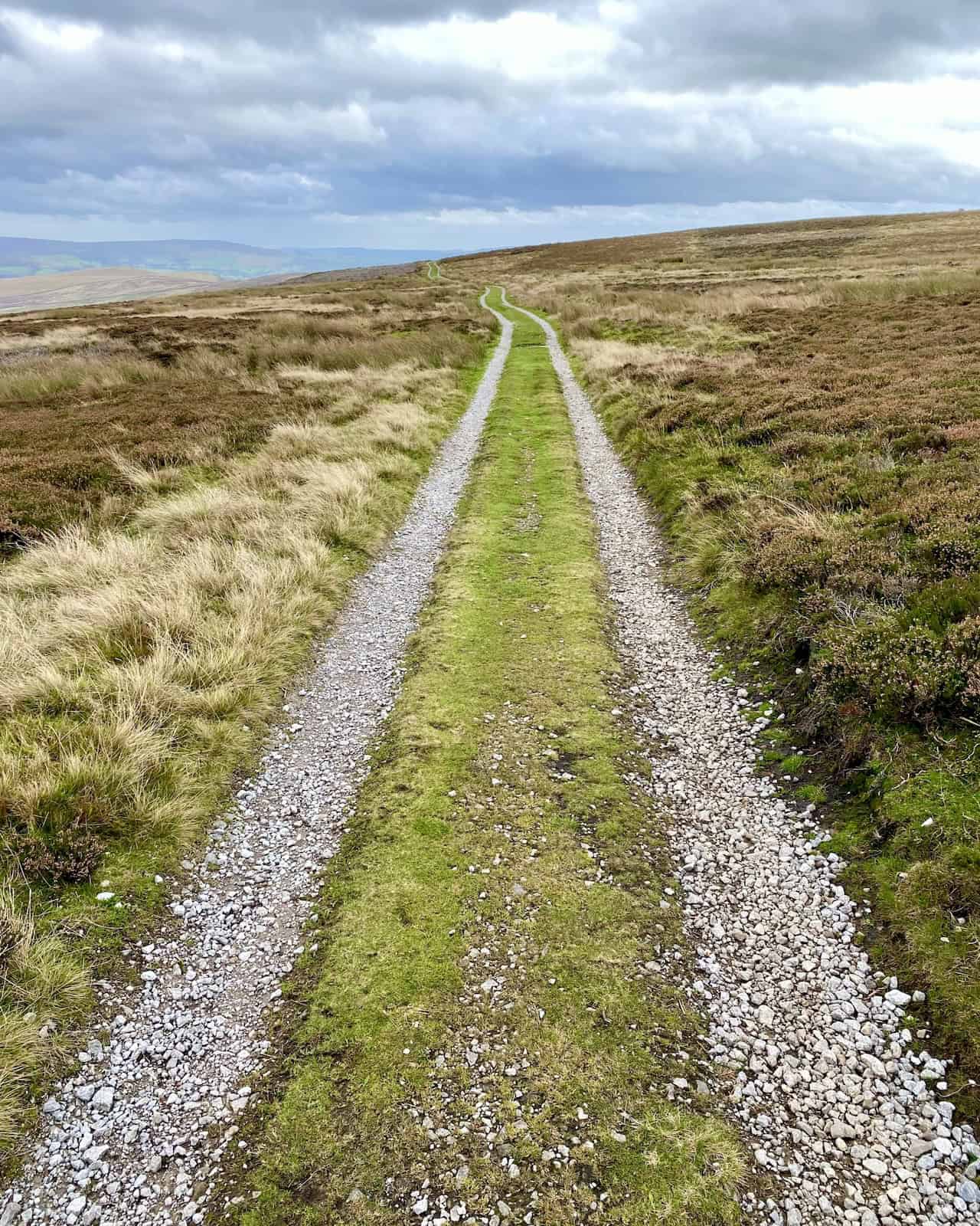 Three-quarters of the way through the Barden Moor walk, starting the long 3-mile route back via Bilton Ings and Lumb Gill Head on an excellent underfoot track.