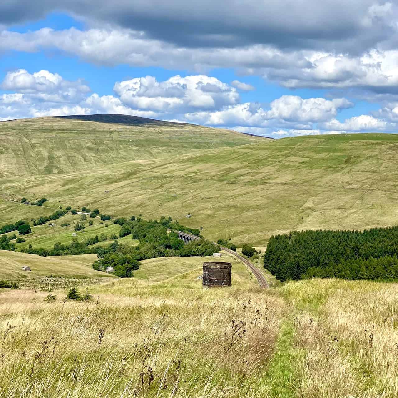 A detailed view of the Bleamoor Tunnel route across Blea Moor, highlighting the longest tunnel on the Settle to Carlisle Railway and its significant engineering history.