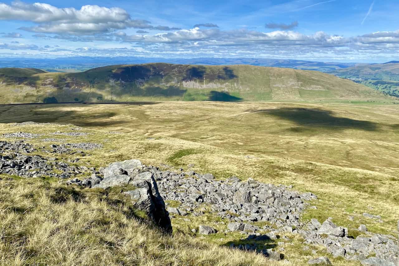 Scenic views west from The Crag towards Calf Top, which overlooks Barbondale.