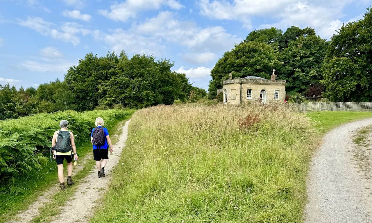 Griff Lodge, a stone building at the top of Jinny York Bank, seen along the Helmsley to Rievaulx Abbey walk.
