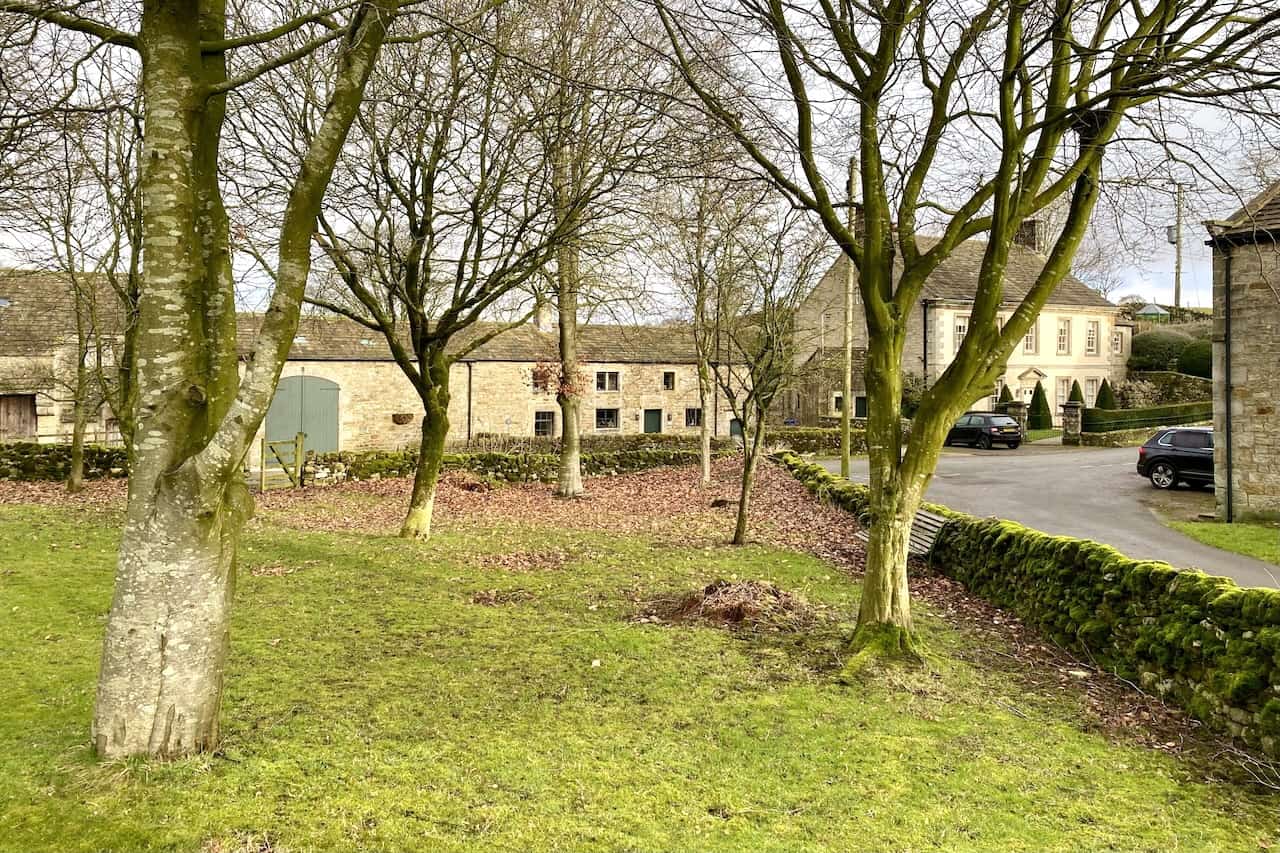 The village green in Thorpe, a peaceful resting spot with benches surrounded by lovely scenery. A highlight of our Linton walk.