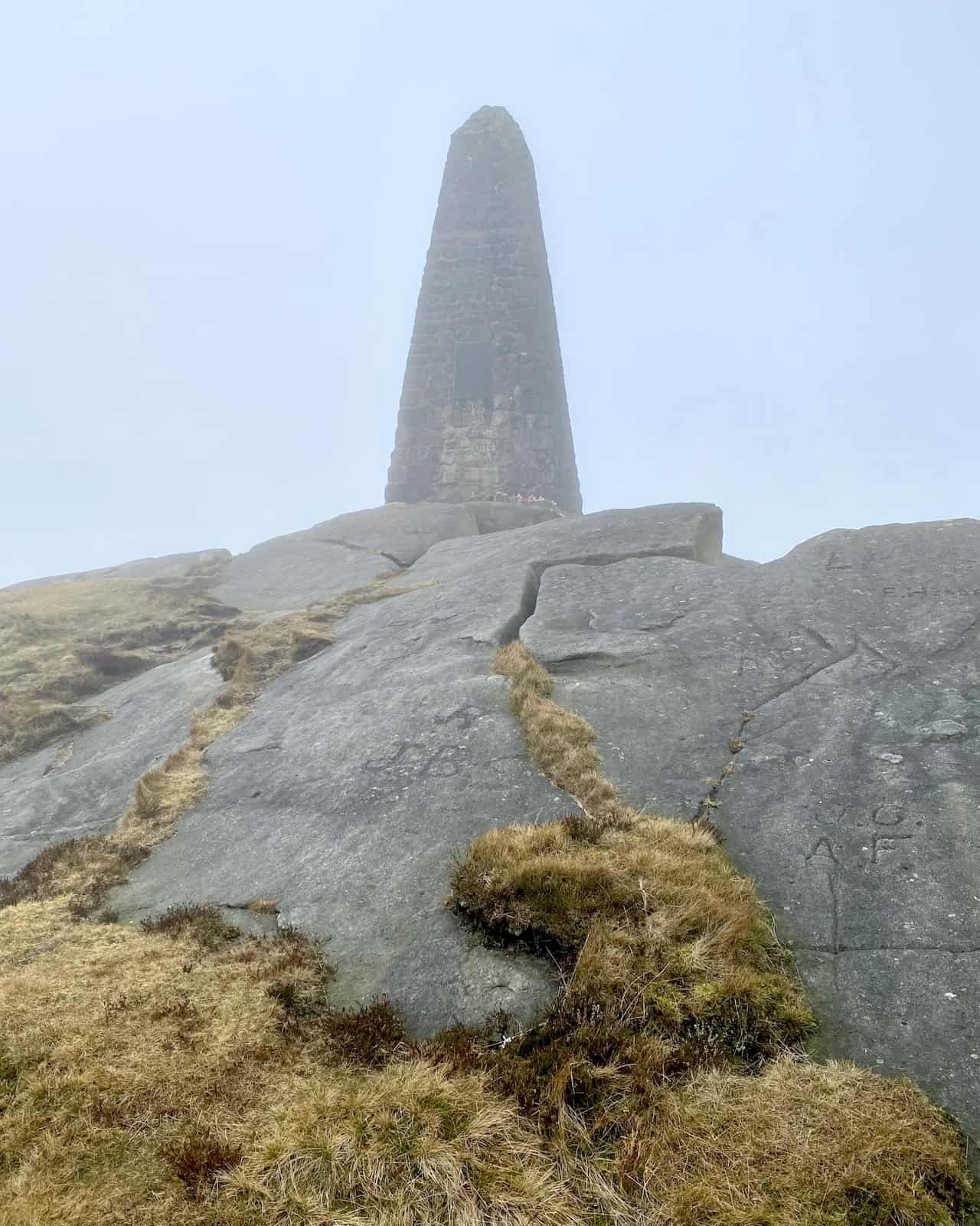 The war memorial atop Cracoe Fell, standing 500 metres high, commemorating soldiers from World Wars.