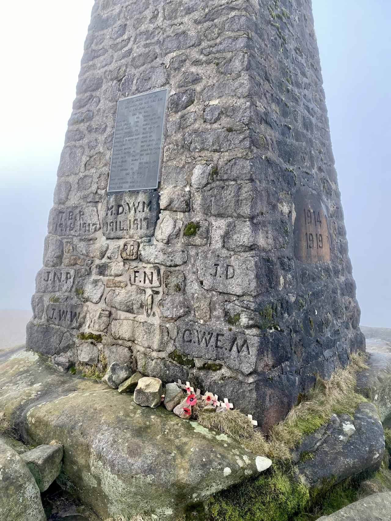 The war memorial atop Cracoe Fell, standing 500 metres high, commemorating soldiers from World Wars.