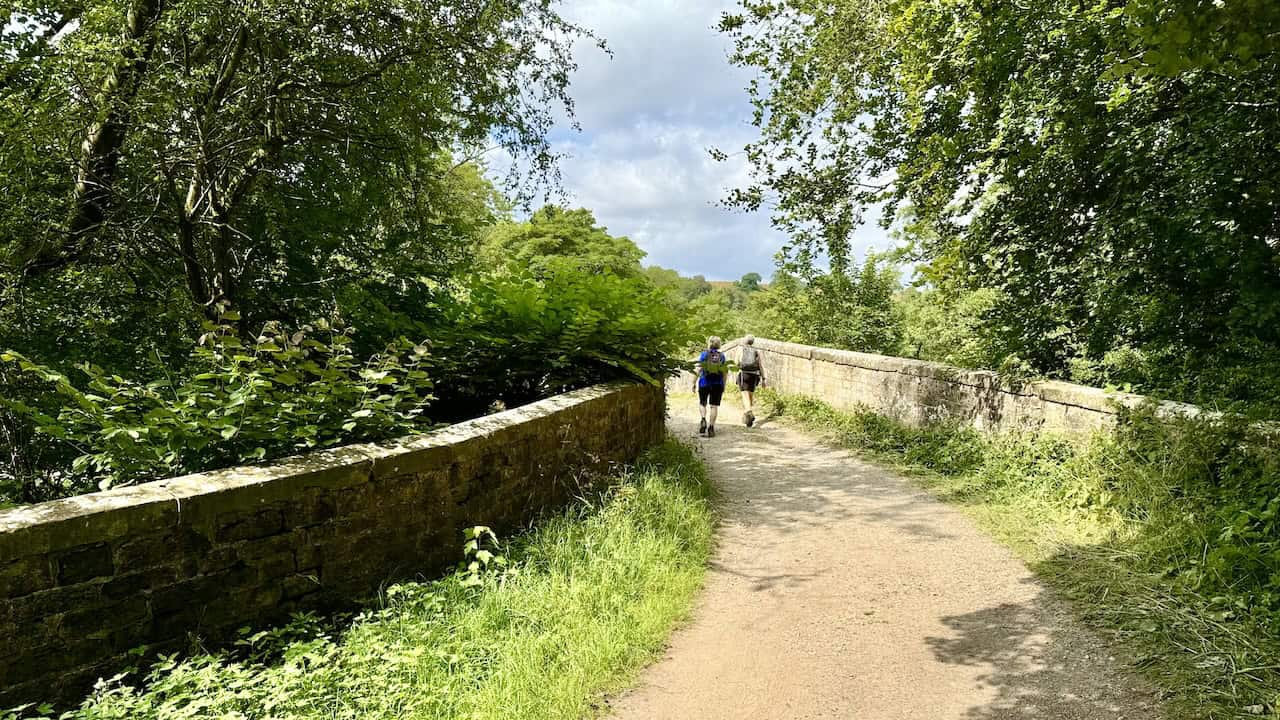 Crossing Bow Bridge, spanning the River Rye, on the Rievaulx Abbey walk.
