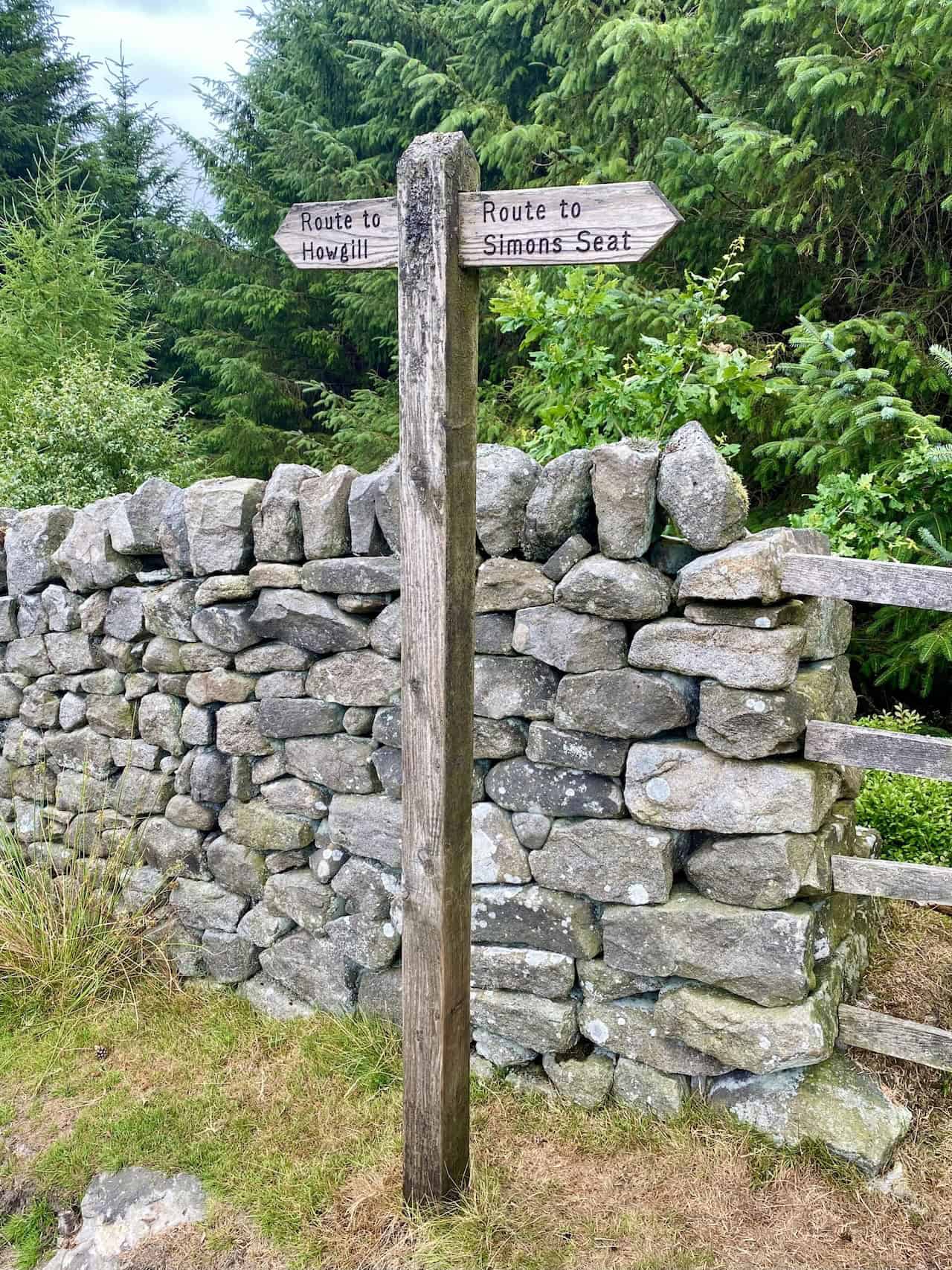 This is the signpost on the popular Howgill to Simon’s Seat route, but we’re not taking the Howgill path on this occasion.