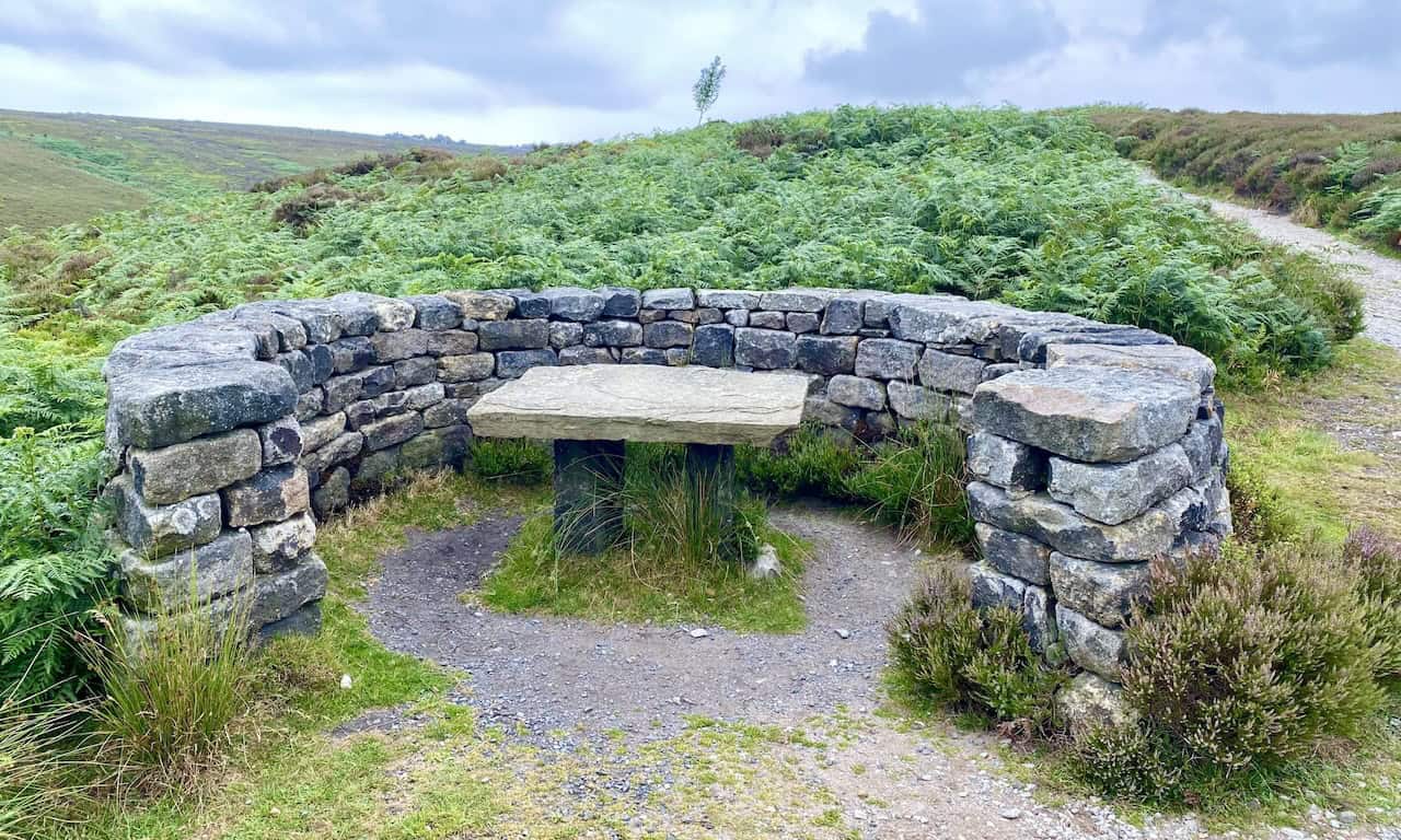 A shelter and table on Barden Fell provide a welcome rest, though we can’t help but wonder where the chairs have gone.