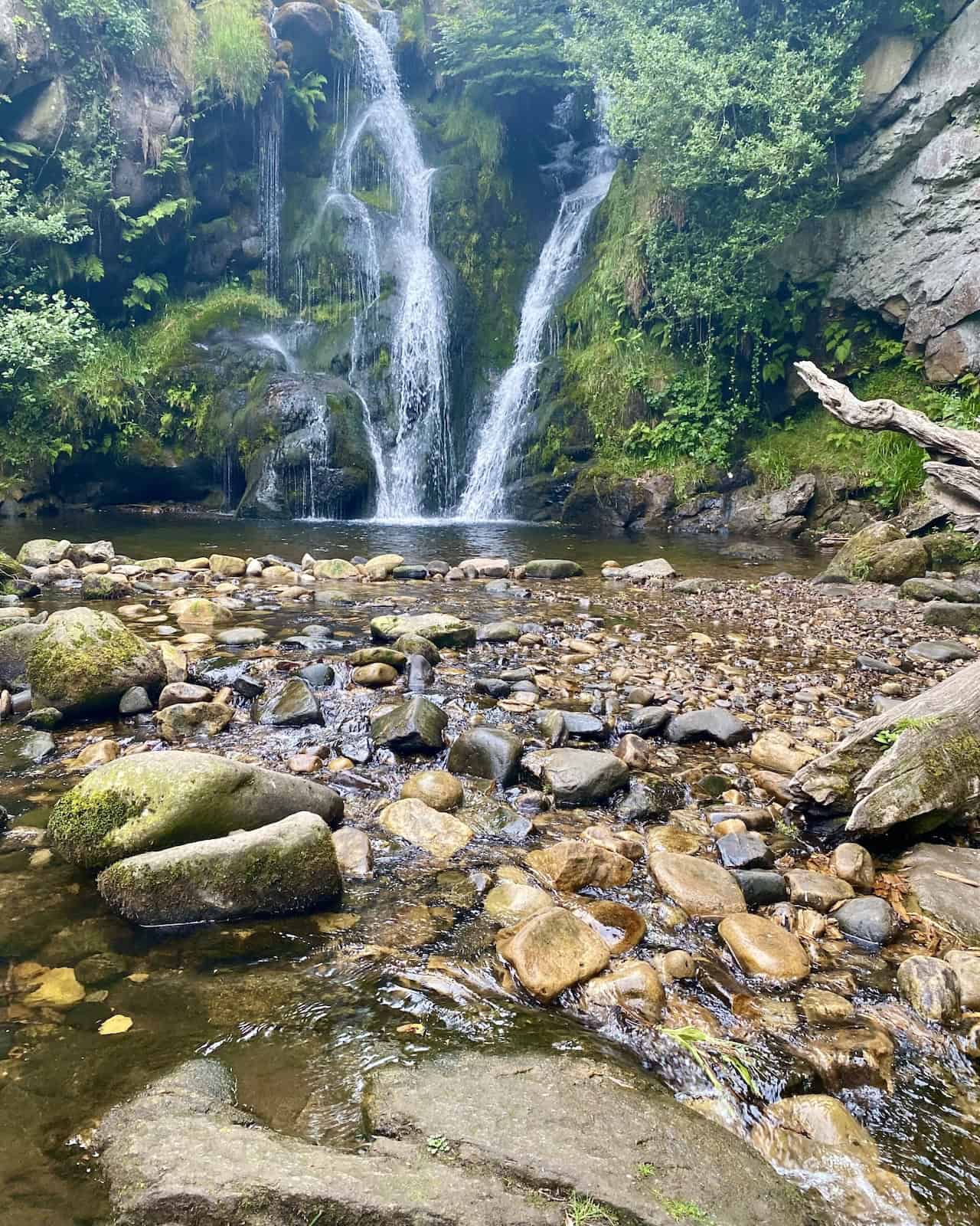 The lower of two waterfalls on Sheepshaw Beck, found in the Valley of Desolation, is the more impressive of the pair.