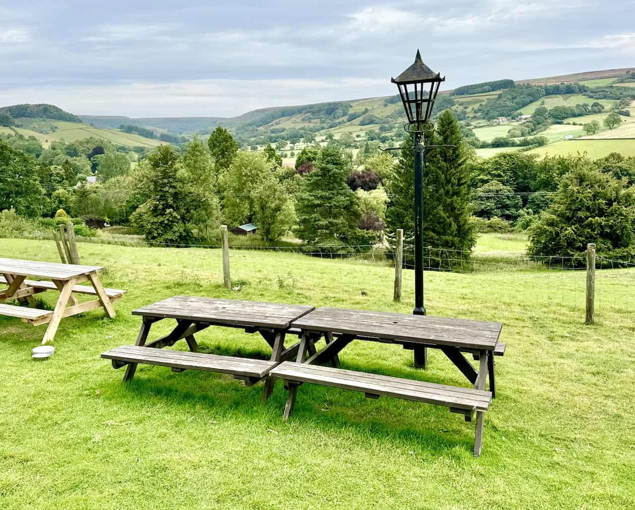 View from the White Horse Farm Inn overlooking the picturesque Rosedale valley.
