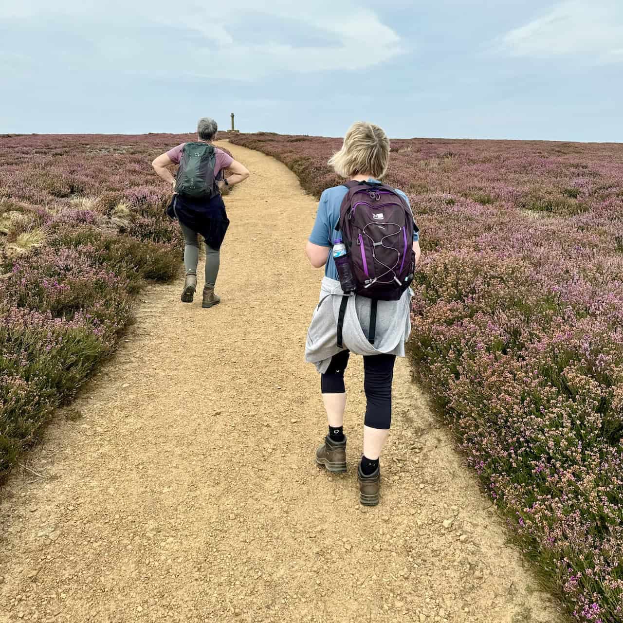 Approaching Ana Cross on an easy-going stone track on the Rosedale Abbey walk.
