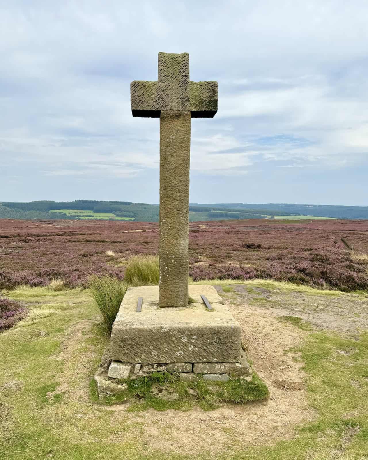 Ana Cross, a 3-metre-high replacement of a medieval wayside cross, sitting atop a prehistoric burial mound.
